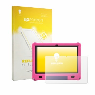 Vorderseite einer Produktverpackung mit dem Markenlogo upscreen. Daneben ist das Gerät Vasoun TAB 10 MAX M10 mit dem zugehörig