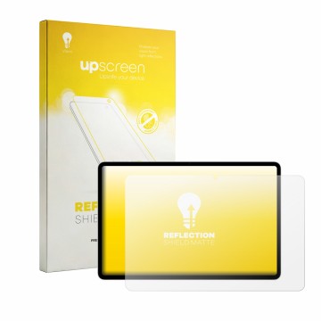 Parte frontal de un envase de producto con el logotipo de la marca upscreen. Al lado se muestra el dispositivo Honor Pad 20 Pr