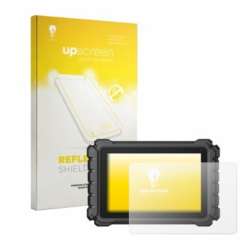 Parte frontal de un envase de producto con el logotipo de la marca upscreen. Al lado se muestra el dispositivo Topdon ONE Plus