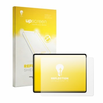Parte frontal de un envase de producto con el logotipo de la marca upscreen. Al lado se muestra el dispositivo Teclast ArtPad 