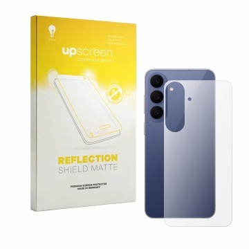 Parte frontale di una confezione del prodotto con il logo del marchio upscreen. Accanto è raffigurato il dispositivo Samsung G