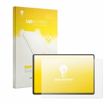 Vorderseite einer Produktverpackung mit dem Markenlogo upscreen. Daneben ist das Gerät Huawei MatePad Pro 12 2026 mit dem zuge