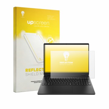 Vorderseite einer Produktverpackung mit dem Markenlogo upscreen. Daneben ist das Gerät HP HyperX OMEN 15 mit dem zugehörigen D