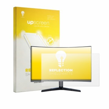 Parte frontale di una confezione del prodotto con il logo del marchio upscreen. Accanto è raffigurato il dispositivo Koorui 24