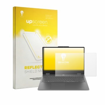 Parte frontale di una confezione del prodotto con il logo del marchio upscreen. Accanto è raffigurato il dispositivo Lenovo LO