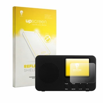 Parte frontal de un envase de producto con el logotipo de la marca upscreen. Al lado se muestra el dispositivo Camry CR 1918 c