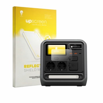 Parte frontale di una confezione del prodotto con il logo del marchio upscreen. Accanto è raffigurato il dispositivo DJI Power