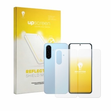 Parte frontale di una confezione del prodotto con il logo del marchio upscreen. Accanto è raffigurato il dispositivo Samsung G