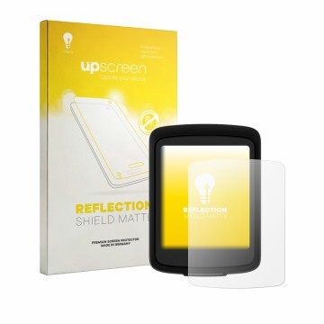Face avant d’un emballage produit avec le logo de la marque upscreen. À côté, l’appareil Bryton GO est représenté avec la prot