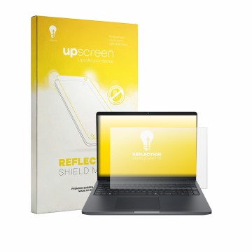 Parte frontale di una confezione del prodotto con il logo del marchio upscreen. Accanto è raffigurato il dispositivo Dell Pro 