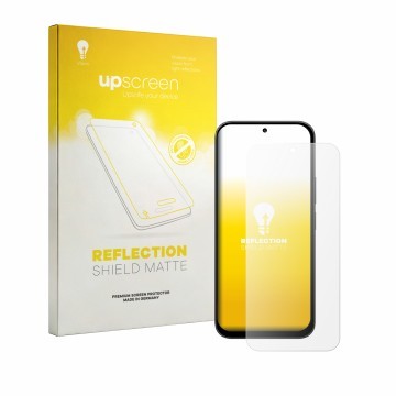 Parte frontal de un envase de producto con el logotipo de la marca upscreen. Al lado se muestra el dispositivo Xiaomi Poco C95
