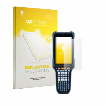 Front side of a product packaging with the brand logo upscreen. Next to it is the device Datalogic Falcon X65 shown with the c