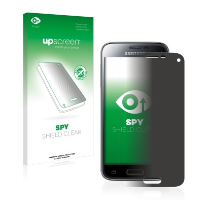 Parte frontale di una confezione del prodotto con il logo del marchio upscreen. Accanto è raffigurato il dispositivo Samsung G