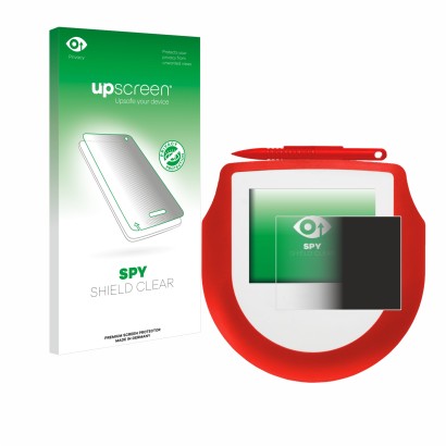 Face avant d’un emballage produit avec le logo de la marque upscreen. À côté, l’appareil Signotec Signature Pad Omega est repr