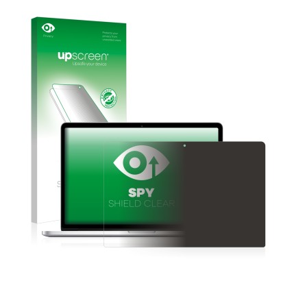 Front side of a product packaging with the brand logo upscreen. Next to it is the device Apple MacBook Pro Retina 15