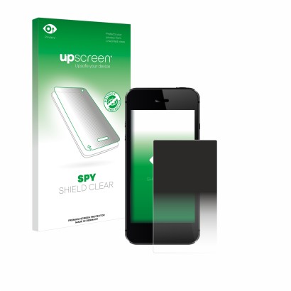 Parte frontal de un envase de producto con el logotipo de la marca upscreen. Al lado se muestra el dispositivo con su protecto