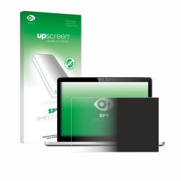 Parte frontal de un envase de producto con el logotipo de la marca upscreen. Al lado se muestra el dispositivo con su protecto