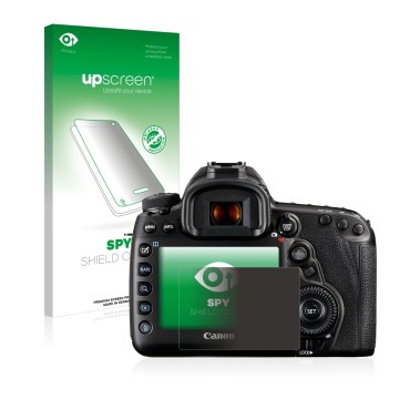 Front side of a product packaging with the brand logo upscreen. Next to it is the device Canon EOS 5D Mark IV shown with the c