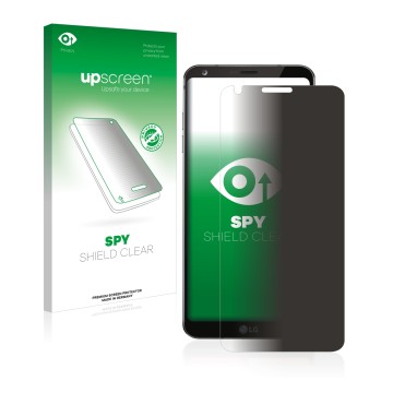 Face avant d’un emballage produit avec le logo de la marque upscreen. À côté, l’appareil LG G6 est représenté avec la protecti