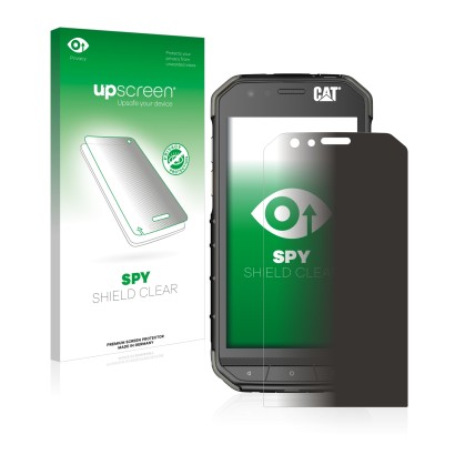 Front side of a product packaging with the brand logo upscreen. Next to it is the device Caterpillar Cat S31 shown with the co