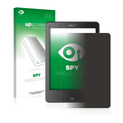 Vorderseite einer Produktverpackung mit dem Markenlogo upscreen. Daneben ist das Gerät Tolino Epos mit dem zugehörigen Display