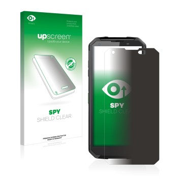 Vorderseite einer Produktverpackung mit dem Markenlogo upscreen. Daneben ist das Gerät Blackview BV9500 mit dem zugehörigen Di