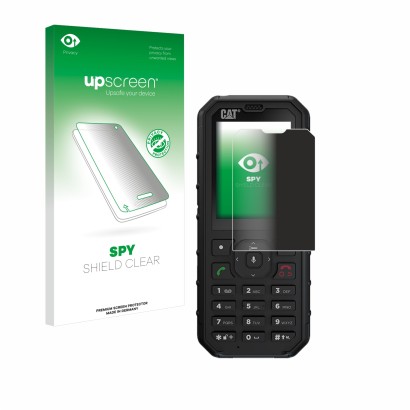 Parte frontale di una confezione del prodotto con il logo del marchio upscreen. Accanto è raffigurato il dispositivo Caterpill