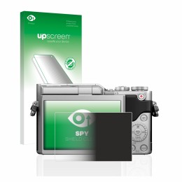 Vorderseite einer Produktverpackung mit dem Markenlogo upscreen. Daneben ist das Gerät Panasonic Lumix DC-GX880 mit dem zugehö