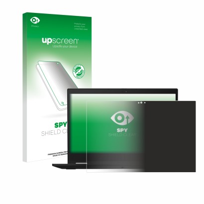 Face avant d’un emballage produit avec le logo de la marque upscreen. À côté, l’appareil Lenovo ThinkPad X390 Yoga est représe