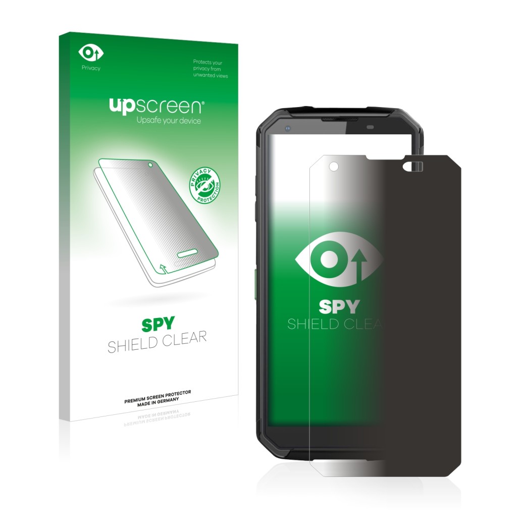 Vorderseite einer Produktverpackung mit dem Markenlogo upscreen. Daneben ist das Gerät Blackview BV9500 Plus mit dem zugehörig