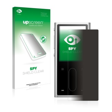 Face avant d’un emballage produit avec le logo de la marque upscreen. À côté, l’appareil FiiO M3K est représenté avec la prote