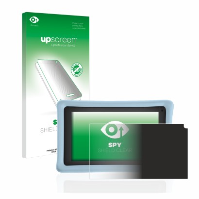 Face avant d’un emballage produit avec le logo de la marque upscreen. À côté, l’appareil Pebble Gear 7" Kids Tablet est représ