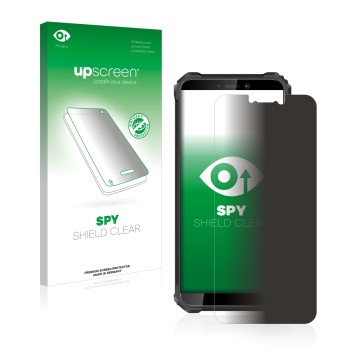 Vorderseite einer Produktverpackung mit dem Markenlogo upscreen. Daneben ist das Gerät Oukitel WP5 Pro mit dem zugehörigen Dis