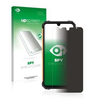 Face avant d’un emballage produit avec le logo de la marque upscreen. À côté, l’appareil Ulefone Armor 8 est représenté avec l