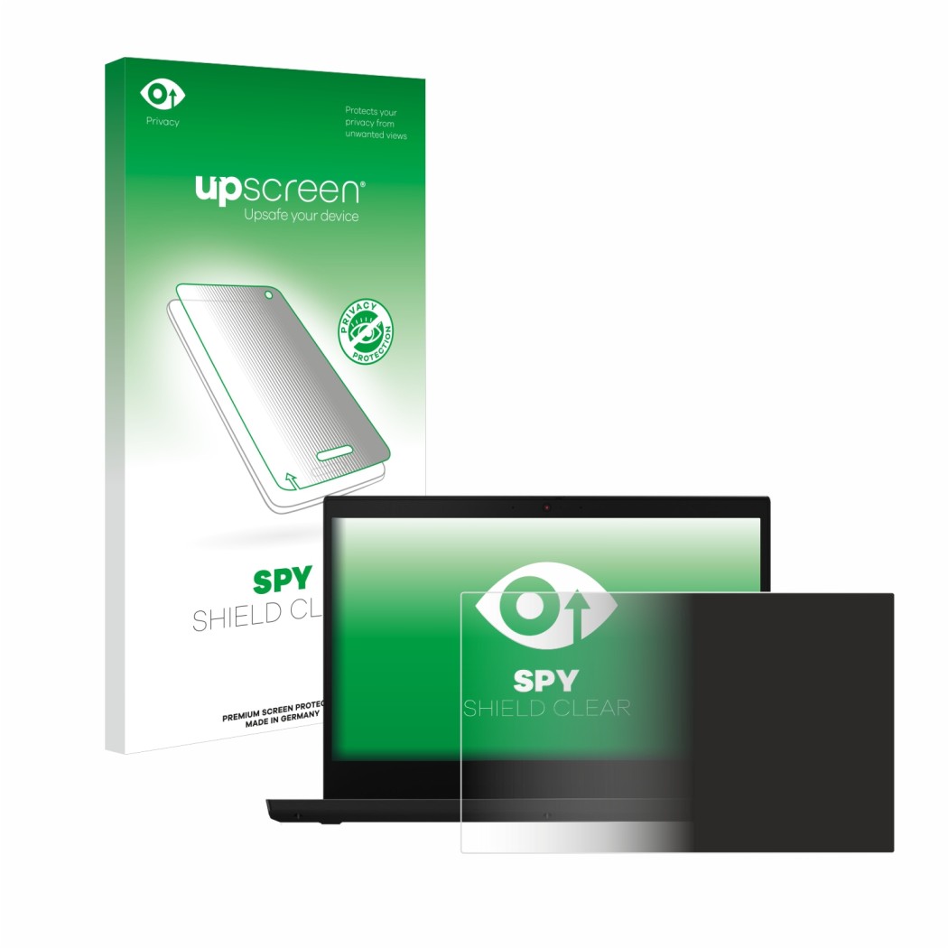 Parte frontale di una confezione del prodotto con il logo del marchio upscreen. Accanto è raffigurato il dispositivo Lenovo Th