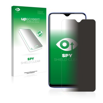 Vorderseite einer Produktverpackung mit dem Markenlogo upscreen. Daneben ist das Gerät Xiaomi Redmi 9T mit dem zugehörigen Dis