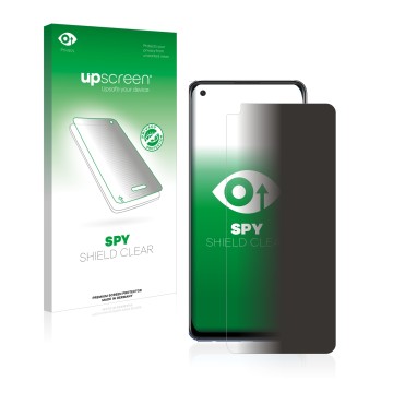 Parte frontale di una confezione del prodotto con il logo del marchio upscreen. Accanto è raffigurato il dispositivo Oppo A74 