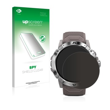 Face avant d’un emballage produit avec le logo de la marque upscreen. À côté, l’appareil Coros Vertix 2 est représenté avec la