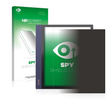 Vorderseite einer Produktverpackung mit dem Markenlogo upscreen. Daneben ist das Gerät Boox Note Air 2 mit dem zugehörigen Dis