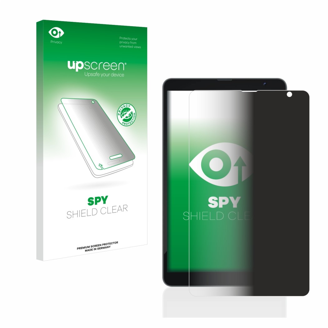 Parte frontale di una confezione del prodotto con il logo del marchio upscreen. Accanto è raffigurato il dispositivo Blackview