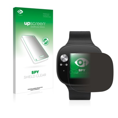 Face avant d’un emballage produit avec le logo de la marque upscreen. À côté, l’appareil ASUS Vivowatch BP est représenté avec