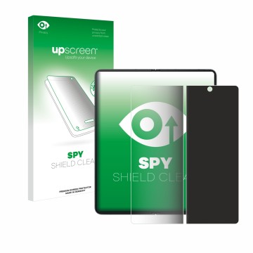 Front side of a product packaging with the brand logo upscreen. Next to it is the device Samsung Galaxy Z Fold 4 (Inner displa