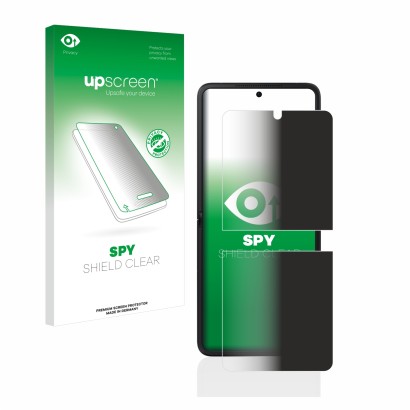 Vorderseite einer Produktverpackung mit dem Markenlogo upscreen. Daneben ist das Gerät Oppo Find N2 Flip mit dem zugehörigen D