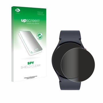 Vorderseite einer Produktverpackung mit dem Markenlogo upscreen. Daneben ist das Gerät Samsung Galaxy Watch 6 (44 mm) mit dem 
