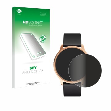Parte frontale di una confezione del prodotto con il logo del marchio upscreen. Accanto è raffigurato il dispositivo Withings 