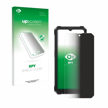 Face avant d’un emballage produit avec le logo de la marque upscreen. À côté, l’appareil Blackview BV6200 est représenté avec 