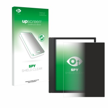 Parte frontale di una confezione del prodotto con il logo del marchio upscreen. Accanto è raffigurato il dispositivo Boox Note