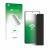 Parte frontal de un envase de producto con el logotipo de la marca upscreen. Al lado se muestra el dispositivo Samsung Galaxy 