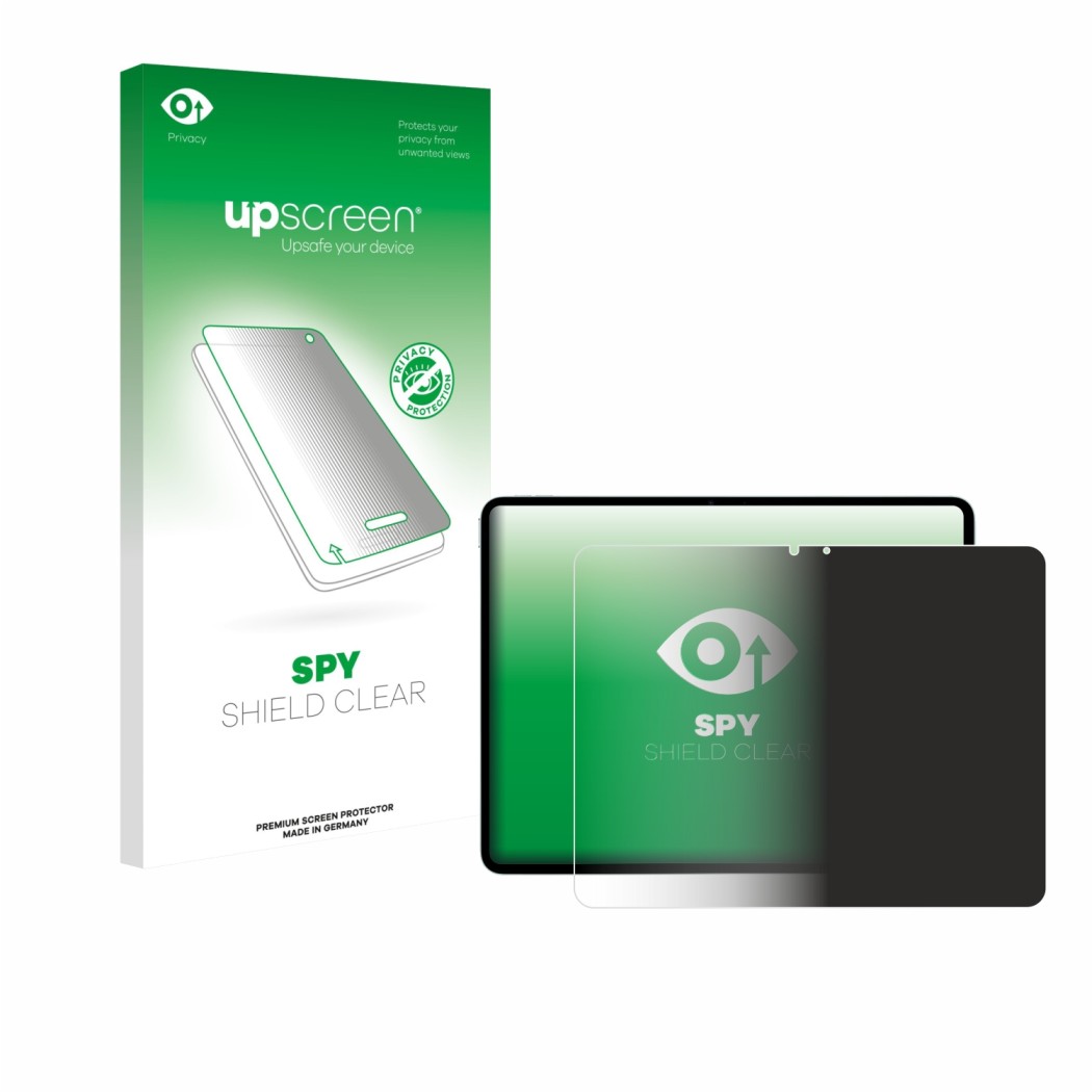 Front side of a product packaging with the brand logo upscreen. Next to it is the device Apple iPad Air 13