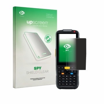 Face avant d’un emballage produit avec le logo de la marque upscreen. À côté, l’appareil Newland PT60 Narvalo est représenté a